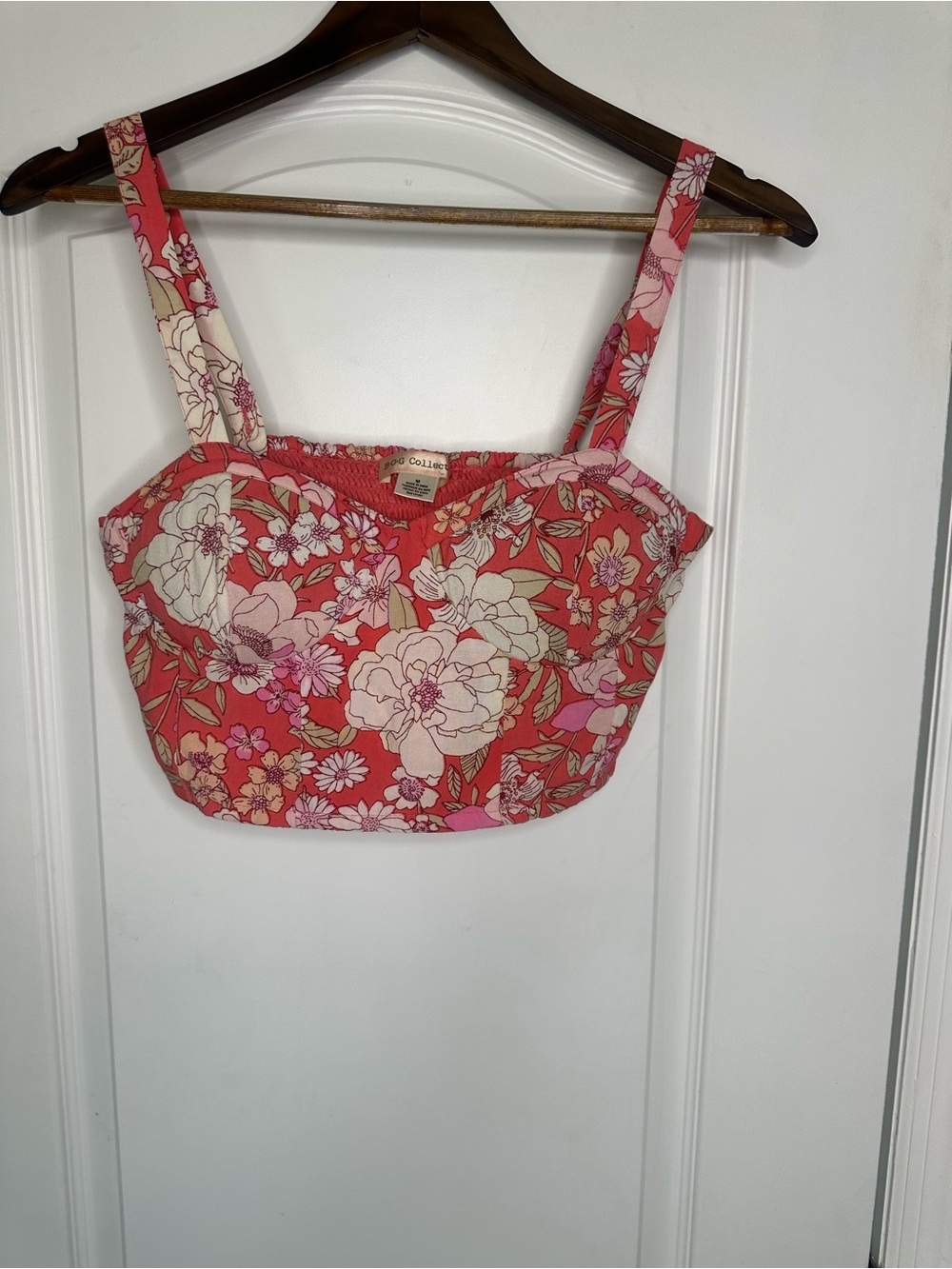 B.O.G Collective Y2K Floral Pink and White Bustier Crop Tank Top.Size M.